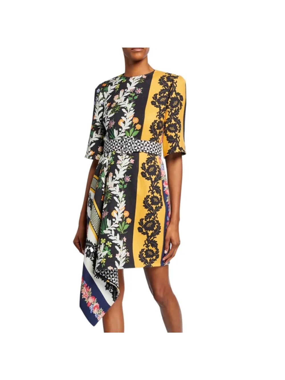 OSCAR DE LA RENTA Floral wool runway day dress tunic sz 8 floral multi color